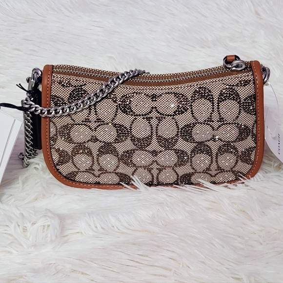 Coach Originals Swinger Crystal Signature Jacquard Chain Shoulder Bag 20 - Picture 6 of 13